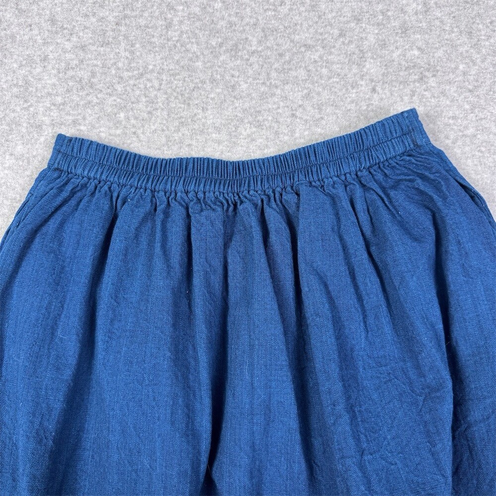 La Salle Skirt Womens M Blue White Cotton Geometric A-Line Midi Elastic Waist - Picture 5 of 10